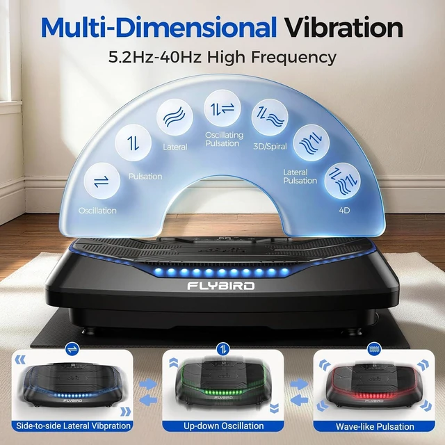 Alt view image 4 of 7 - FLYBIRD Vibration Plate Exercise Machine for Lymphatic Drainage, 120 Levels Full Body Workout, Curved Vibration Plate with Powerful Motor for Weight Loss Fat Burner, Board Sport for Home Exercise Gym