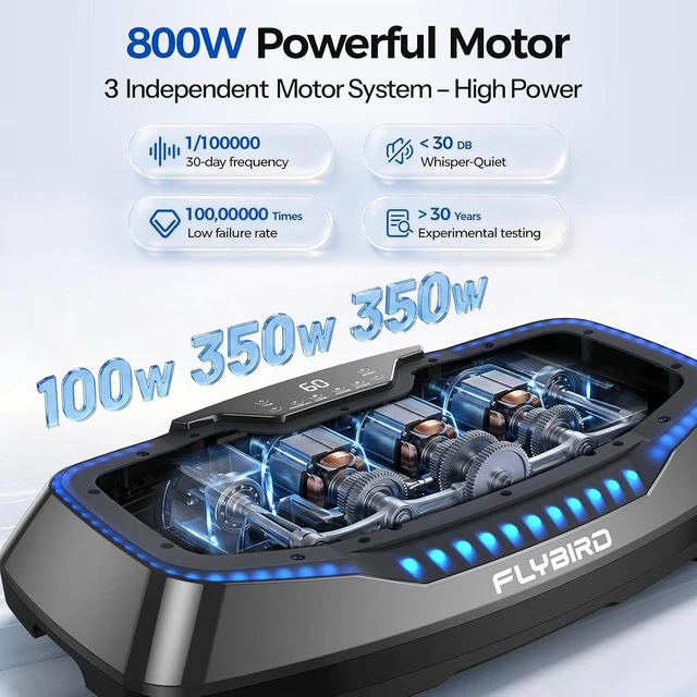 Alt view image 5 of 7 - FLYBIRD Vibration Plate Exercise Machine for Lymphatic Drainage, 120 Levels Full Body Workout, Curved Vibration Plate with Powerful Motor for Weight Loss Fat Burner, Board Sport for Home Exercise Gym