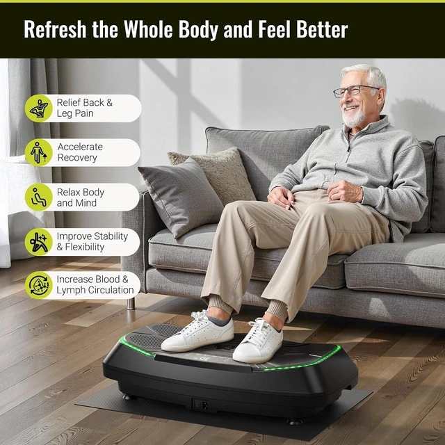 Alt view image 7 of 7 - FLYBIRD Vibration Plate Exercise Machine for Lymphatic Drainage, 120 Levels Full Body Workout, Curved Vibration Plate with Powerful Motor for Weight Loss Fat Burner, Board Sport for Home Exercise Gym