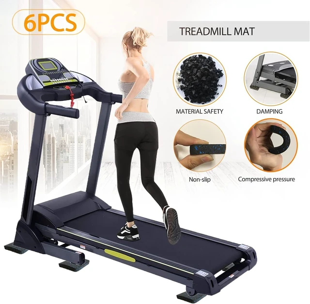 Alt view image 2 of 7 - Rubber Treadmill Mat Pads, 4-Pack, 3.94 x 3.94 x 0.5 in
