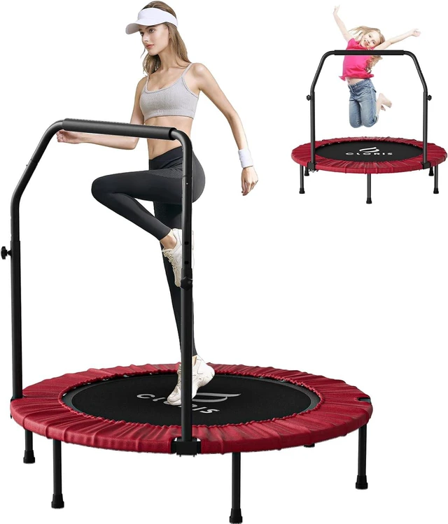 Main image of CLORIS Rebounder Trampoline for Adults 40 Inch, 400 lbs Capacity with 5-Level Adjustable Bar, Foldable Mini Indoor Fitness Workout Exercise Equipment Blue