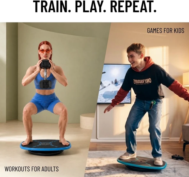 Alt view image 2 of 7 - GoBalance Board - App-Enabled Balance Board. Smart Bluetooth Sensor, 12 FREE Interactive Games - Fun, Balance Training and Home Gym Workout! Boost Coordination & Strength for Teens and Adults