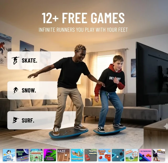 Alt view image 5 of 7 - GoBalance Board - App-Enabled Balance Board. Smart Bluetooth Sensor, 12 FREE Interactive Games - Fun, Balance Training and Home Gym Workout! Boost Coordination & Strength for Teens and Adults