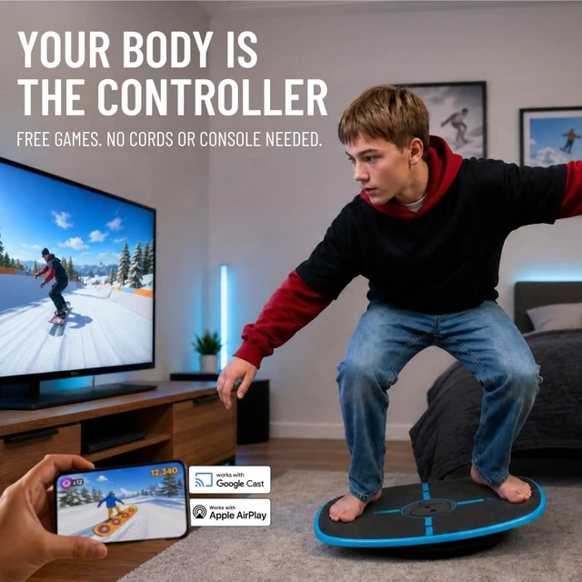 Alt view image 6 of 7 - GoBalance Board - App-Enabled Balance Board. Smart Bluetooth Sensor, 12 FREE Interactive Games - Fun, Balance Training and Home Gym Workout! Boost Coordination & Strength for Teens and Adults
