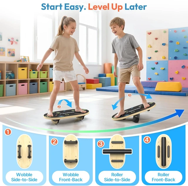 Alt view image 3 of 7 - Sportneer Kids Balance Board, 4-Mode Adjustable Balance Trainer