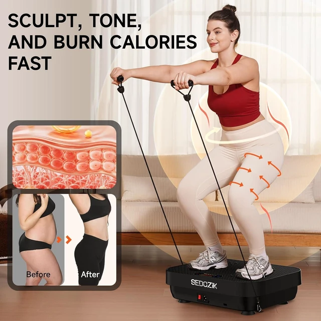 Alt view image 2 of 7 - SEDOZIK Vibration Plate for Lymphatic Drainage with Bands Bluetooth, Black