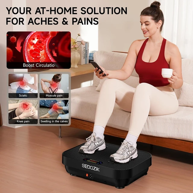 Alt view image 3 of 7 - SEDOZIK Vibration Plate for Lymphatic Drainage with Bands Bluetooth, Black