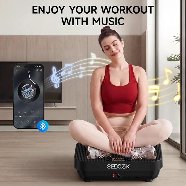 Alt view image 6 of 7 - SEDOZIK Vibration Plate for Lymphatic Drainage with Bands Bluetooth, Black