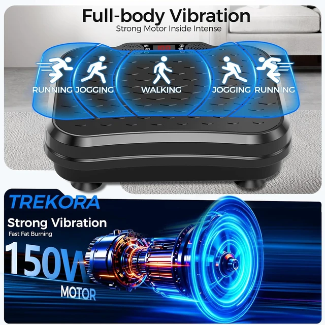 Alt view image 3 of 7 - Vibration Plate Exercise Machine, 250 Adjustable Levels with Resistance Bands, 400 Lbs Capacity Vibration Plate for Lymphatic Drainage & Fitness, Muscle Activation for Home Gym Women Men