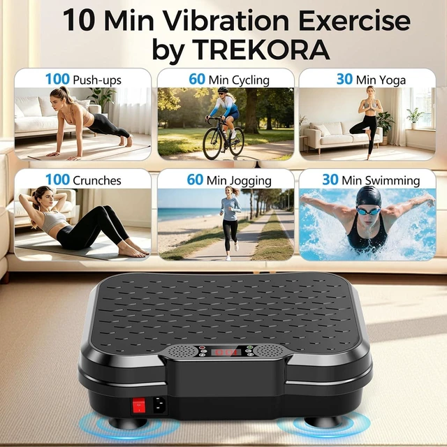 Alt view image 5 of 7 - Vibration Plate Exercise Machine, 250 Adjustable Levels with Resistance Bands, 400 Lbs Capacity Vibration Plate for Lymphatic Drainage & Fitness, Muscle Activation for Home Gym Women Men