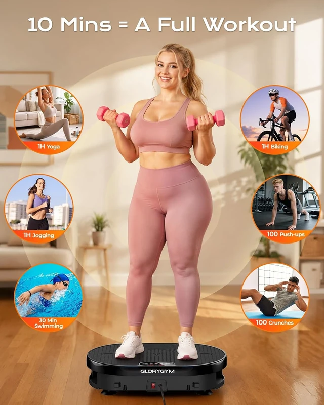Alt view image 5 of 7 - Vibration Plate Exercise Machine for Body Shaker Machine & Weight Loss, Shake Plate with Resistance Bands, 120 Speed Levels, Remote Control, Full Body Workout, Compact Home Gym Equipment