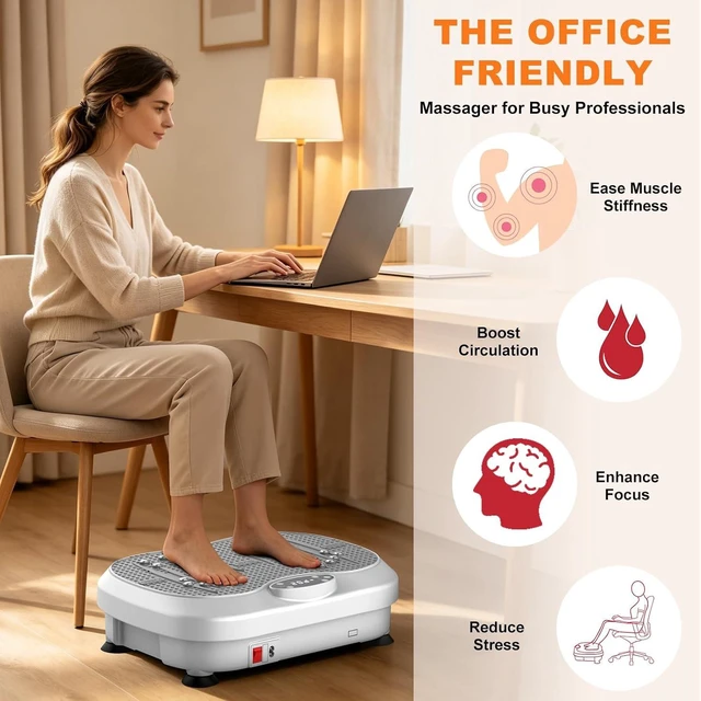 Alt view image 3 of 7 - Vibration Plate Exercise Machine for Lymphatic Drainage, Whole Body Fitness Workout Equipment Stand Shake Board Sport Gym for Weight Loss Fat Burner for Women Men