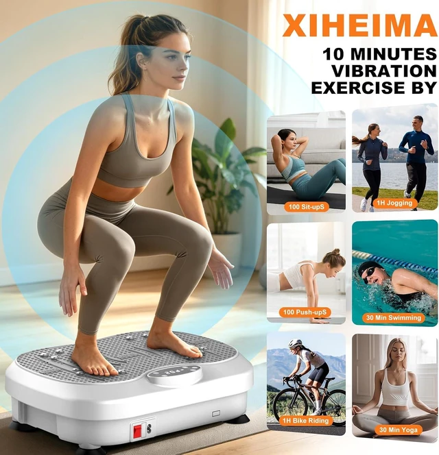 Alt view image 2 of 7 - Vibration Plate Exercise Machine for Lymphatic Drainage, Whole Body Fitness Workout Equipment Stand Shake Board Sport Gym for Weight Loss Fat Burner for Women Men