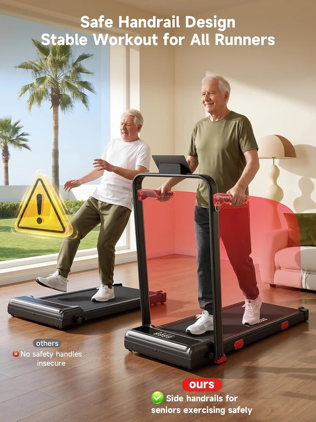 Alt view image 3 of 7 - RHYTHM FUN 16% Incline Walking Pad Treadmill with Handles, 6.2MPH, Foldable