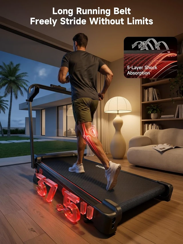 Alt view image 5 of 7 - RHYTHM FUN 16% Incline Walking Pad Treadmill with Handles, 6.2MPH, Foldable