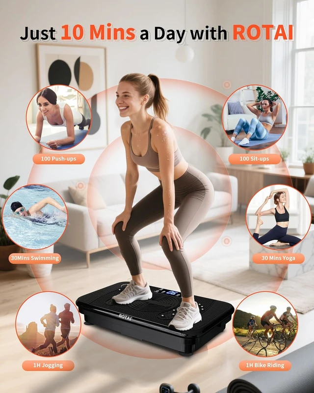 Alt view image 2 of 7 - ROTAI Vibration Plate Exercise Machine for Lymphatic Drainage Massager & Weight Loss, 400 lbs Capacity Whole Body Vibrating Shake Plate Workout for Women and Men