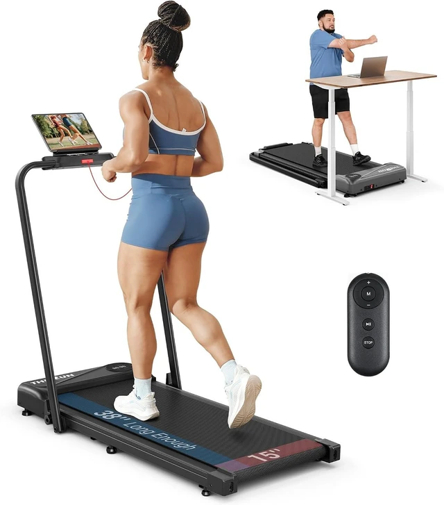 Main image of THERUN Walking Pad with Handle Bar, 2 in 1 Under Desk Portable Treadmill