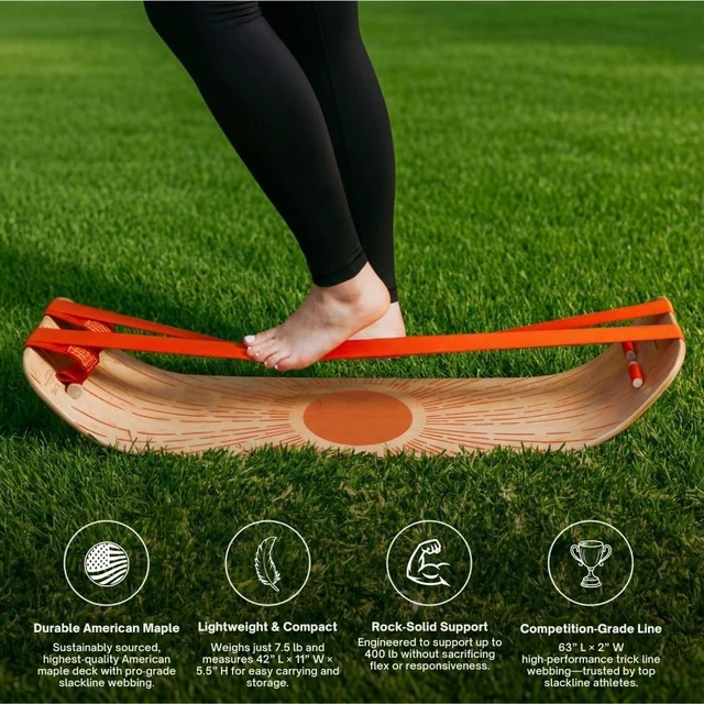 Alt view image 3 of 7 - GIBBON SlackBoard, Balance Board Kids & Adults, Slackline Balance Trainer