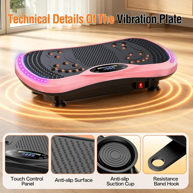 Alt view image 6 of 7 - Vibration Plate Exercise Machine for Lymphatic Drainage, Vibration Machine for Full-Body Weight Loss Shaping, Vibrate Fitness Platform 400 Lbs & 200 Adjustable Speeds for Women Men Home