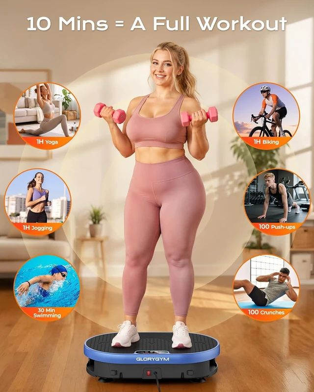 Alt view image 5 of 7 - Vibration Plate Exercise Machine for Body Shaker Machine & Weight Loss, Shake Plate with Resistance Bands, 120 Speed Levels, Remote Control, Full Body Workout, Compact Home Gym Equipment
