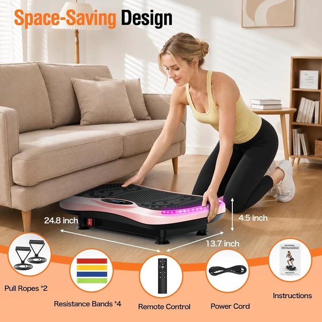 Alt view image 4 of 7 - Vibration Plate Exercise Machine for Lymphatic Drainage, Vibration Machine for Full-Body Weight Loss Shaping, Vibrate Fitness Platform 400 Lbs & 200 Adjustable Speeds for Women Men Home