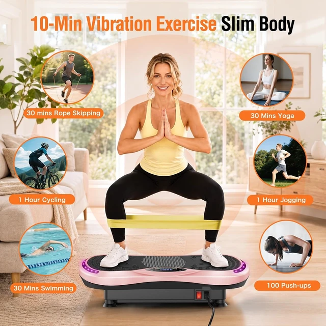Alt view image 5 of 7 - Vibration Plate Exercise Machine for Lymphatic Drainage, Vibration Machine for Full-Body Weight Loss Shaping, Vibrate Fitness Platform 400 Lbs & 200 Adjustable Speeds for Women Men Home