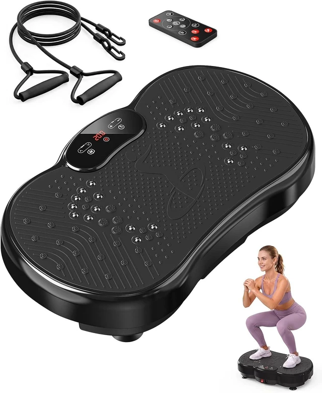 Main image of HTM Vibration Plate Exercise Machine, 9 Modes & 120 Speeds, Body Shake Plate with Resistance Bands Slot & Remote Control, Shake Board for Weight Loss Fat Burner Home Fitness Workout