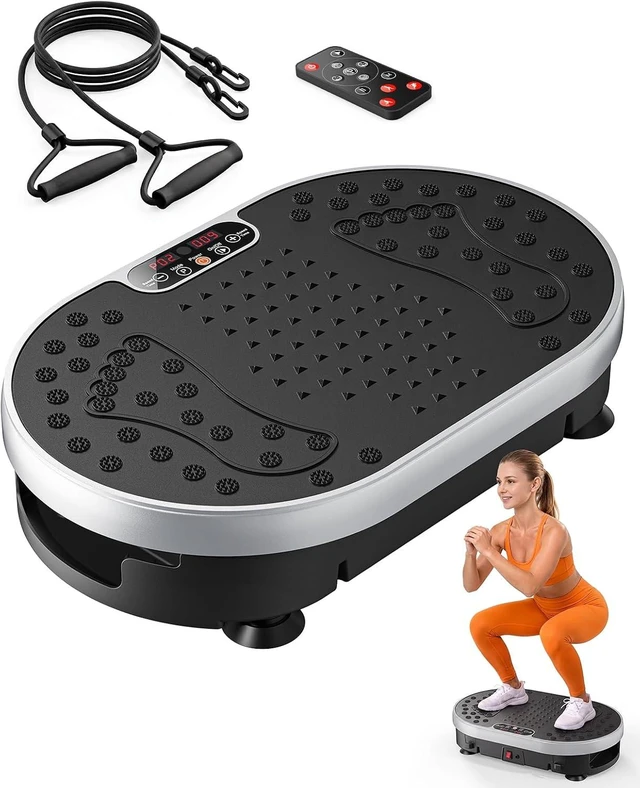 Main image of HTM Vibration Plate Exercise Machine, 9 Modes & 120 Speeds, Body Shake Plate with Resistance Bands Slot & Remote Control, Shake Board for Weight Loss Fat Burner Home Fitness Workout