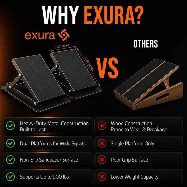 Alt view image 2 of 7 - EXURA Adjustable Wide Slant Board for Squats, Squat Wedge & Calf Stretcher