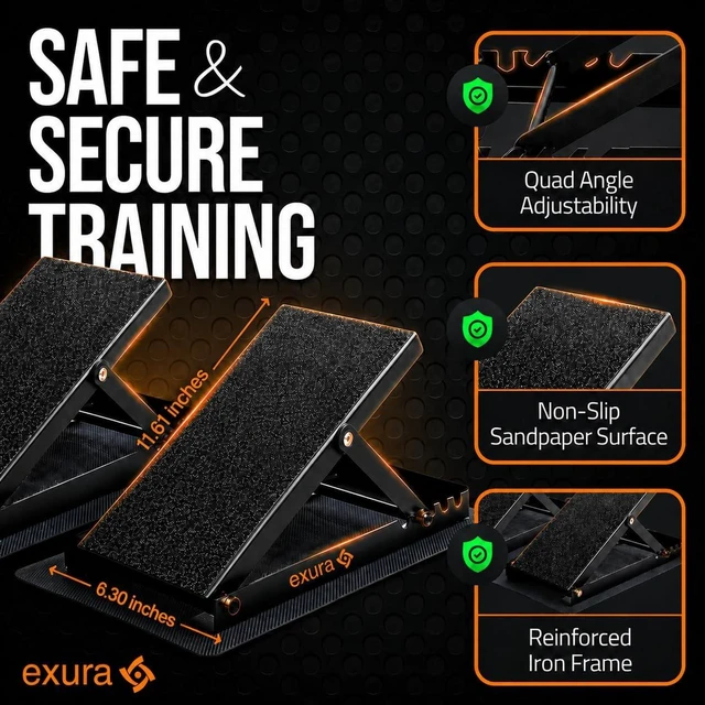 Alt view image 3 of 7 - EXURA Adjustable Wide Slant Board for Squats, Squat Wedge & Calf Stretcher