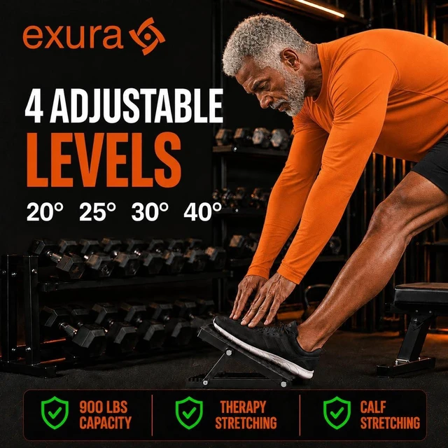 Alt view image 4 of 7 - EXURA Adjustable Wide Slant Board for Squats, Squat Wedge & Calf Stretcher