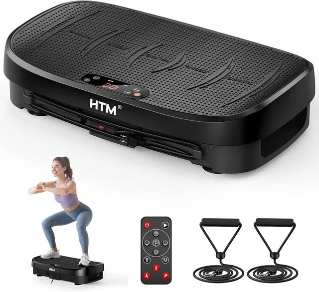 Main image of HTM Vibration Plate Exercise Machine, 9 Modes & 120 Speeds, Body Shake Plate with Resistance Bands Slot & Remote Control, Shake Board for Weight Loss Fat Burner Home Fitness Workout
