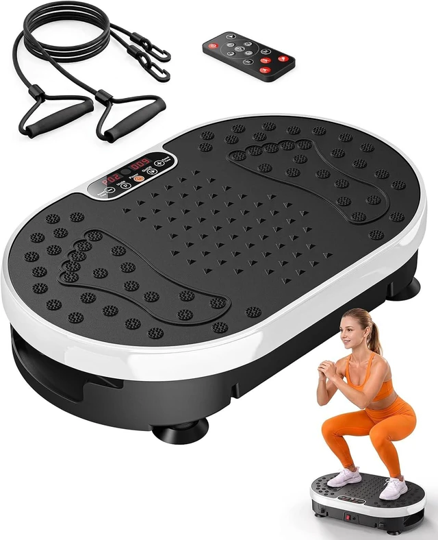 Main image of HTM Vibration Plate Exercise Machine, 9 Modes & 120 Speeds, Body Shake Plate with Resistance Bands Slot & Remote Control, Shake Board for Weight Loss Fat Burner Home Fitness Workout