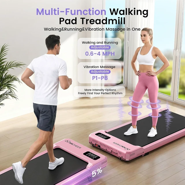 Alt view image 2 of 7 - ANCHEER Walking Pad with Vibration Plate: Under Desk Treadmill with Incline