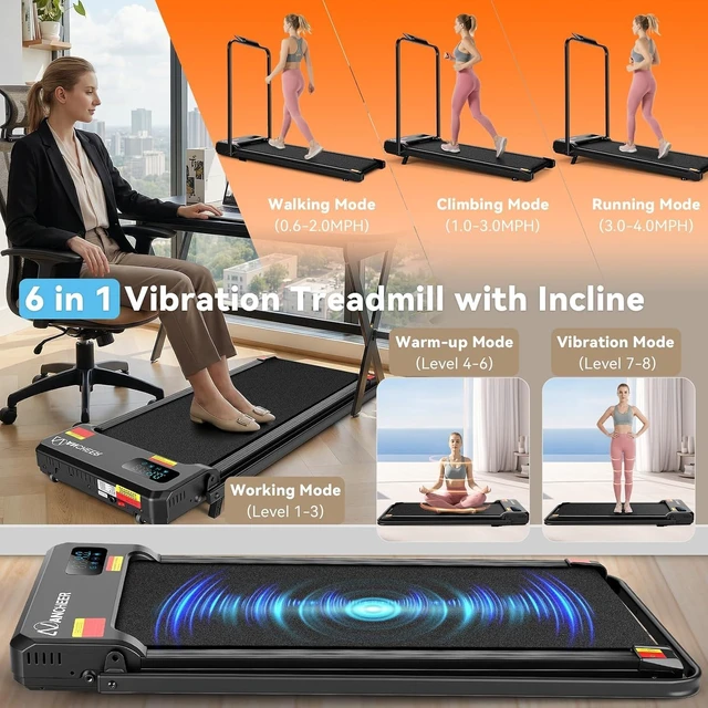 Alt view image 2 of 7 - ANCHEER Walking Pad with Incline - Under Desk Treadmill with Handle Bar