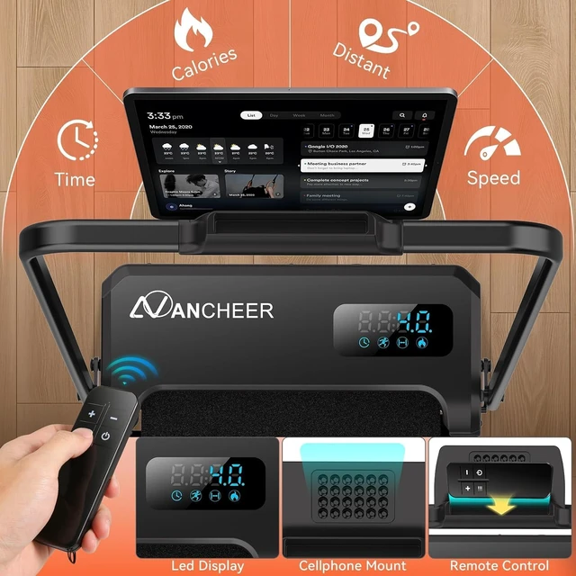 Alt view image 7 of 7 - ANCHEER Walking Pad with Incline - Under Desk Treadmill with Handle Bar