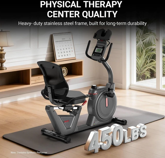 Alt view image 4 of 6 - HARISON Recumbent Exercise Bike for Seniors, 16 Levels, Quiet, 400 lb Capacity