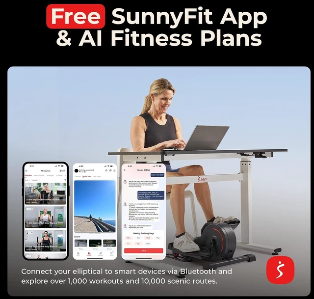 Alt view image 6 of 7 - Sunny Health & Fitness Under Desk Pedal Elliptical Machine Leg Exerciser