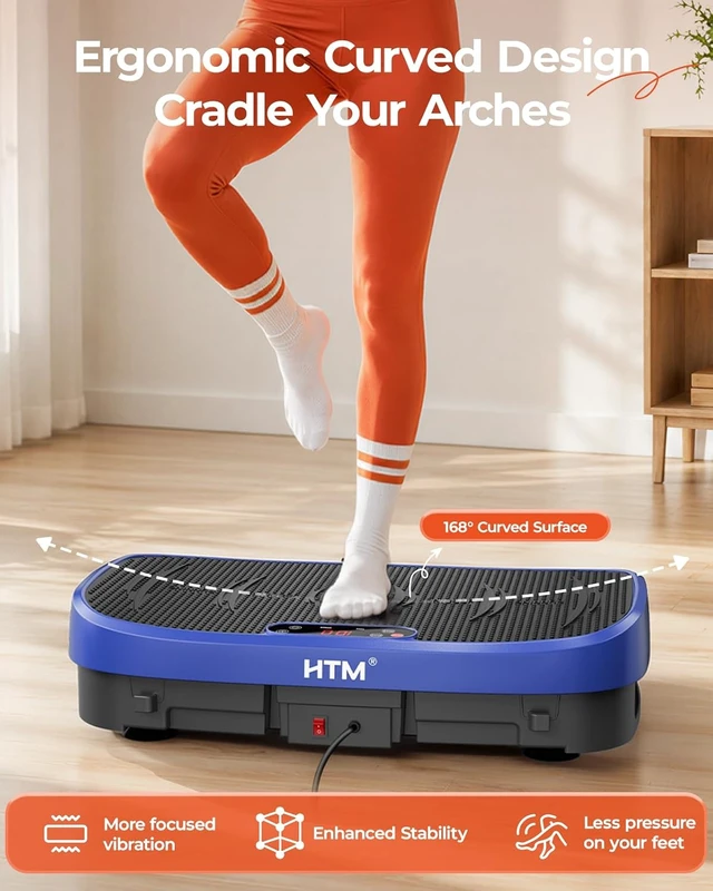 Alt view image 2 of 6 - HTM Vibration Plate Exercise Machine, 9 Modes & 120 Speeds, Body Shake Plate with Resistance Bands Slot & Remote Control, Shake Board for Weight Loss Fat Burner Home Fitness Workout