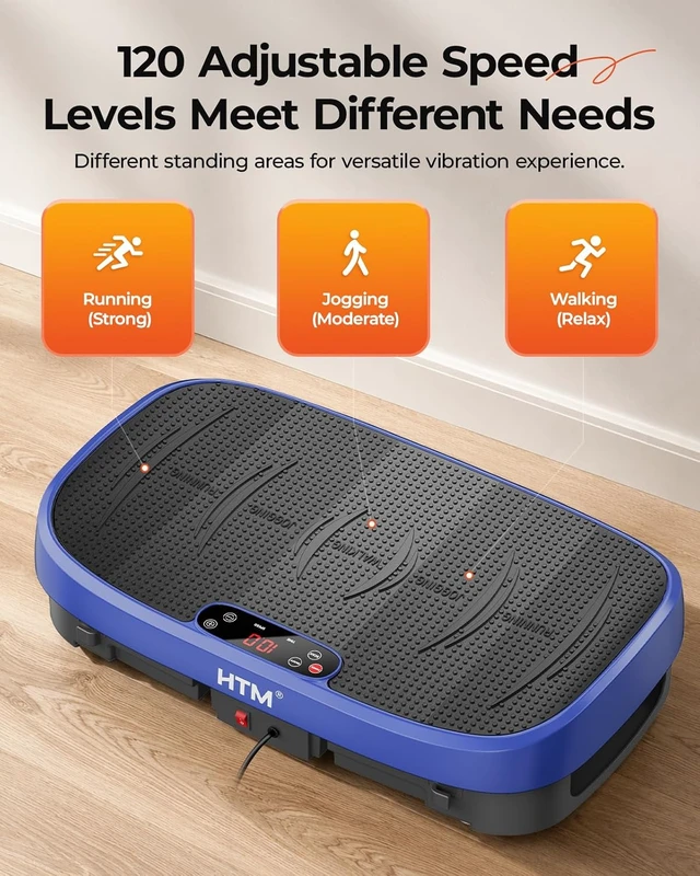 Alt view image 5 of 6 - HTM Vibration Plate Exercise Machine, 9 Modes & 120 Speeds, Body Shake Plate with Resistance Bands Slot & Remote Control, Shake Board for Weight Loss Fat Burner Home Fitness Workout