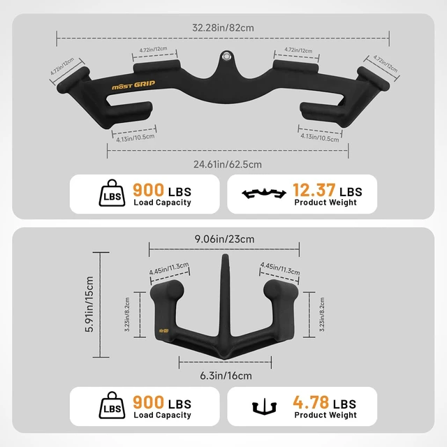 Alt view image 7 of 7 - 2-PCS Set LAT Pulldown Attachments for Back Training