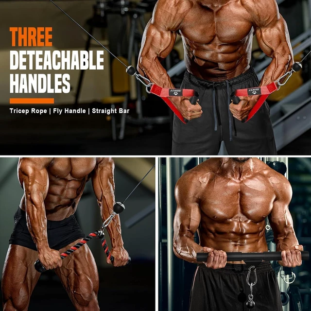 Alt view image 7 of 7 - SERTT Weight Cable Pulley System Gym, Upgraded Cable Pulley Attachments for LAT Pull Down, Biceps Curl, Tricep, Arm Workouts - Home Gym Add On Equipment