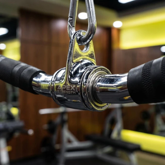 Alt view image 4 of 6 - Lat Bar Cable Machine Attachment, Curl Pulldown Bar with Full Rotation and Rubber Handle for Gym, Strength Workout, Body Training, Muscle Building, 30 Inch