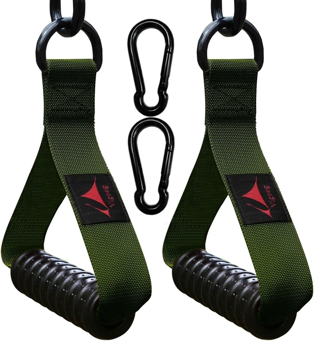 Main image of Heavy Duty Gym Exercise Handles Attachment for Cable Machine,Resistance Band,Pulley System Home Fitness Workout Equipment, with Elastic Rubber Grip and 2 Large Carabiners