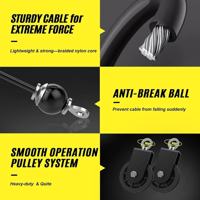 Alt view image 2 of 7 - Concho Weight Pulley System, Upgraded Cable Pulley System Gym with Adjustable Weight Cable&Detachable Handles, Workout Pulley System for LAT Pulldown Triceps Biceps Curl Chest Home Gym Attachments