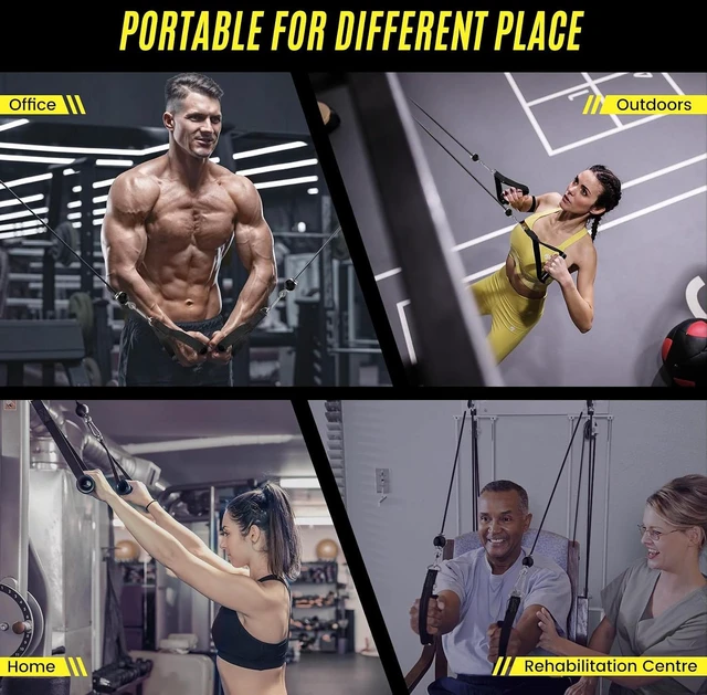 Alt view image 6 of 7 - Concho Weight Pulley System, Upgraded Cable Pulley System Gym with Adjustable Weight Cable&Detachable Handles, Workout Pulley System for LAT Pulldown Triceps Biceps Curl Chest Home Gym Attachments