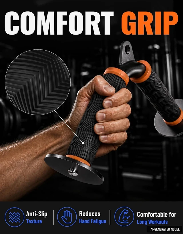 Alt view image 2 of 6 - Fitarc Cable Machine Attachment Set for Gym & Home Workouts, Lat Pulldown Attachments with Non-Slip Grips, Orange