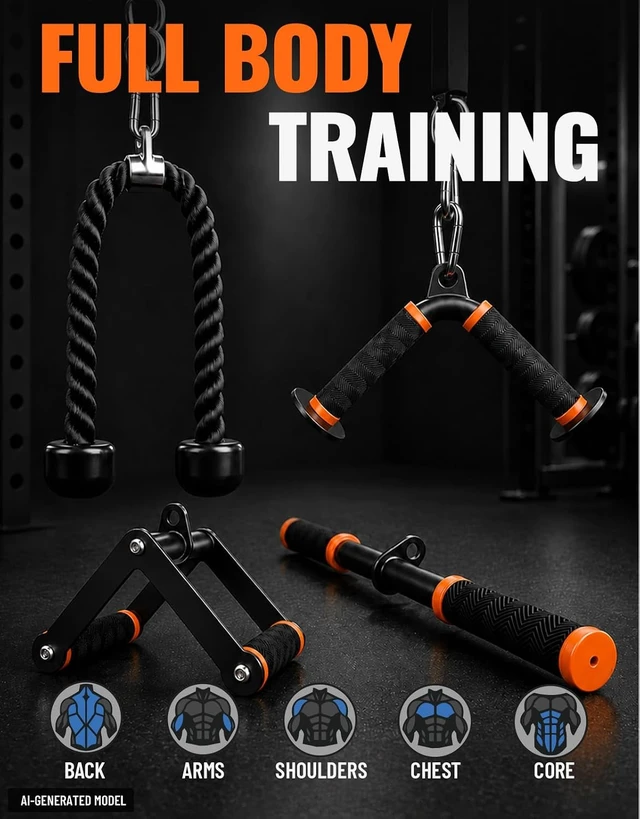 Alt view image 6 of 6 - Fitarc Cable Machine Attachment Set for Gym & Home Workouts, Lat Pulldown Attachments with Non-Slip Grips, Orange