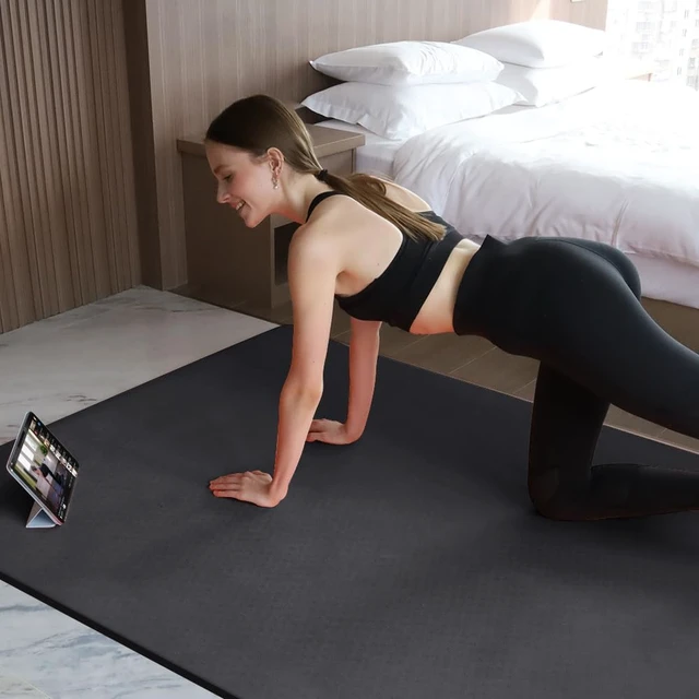 Alt view image 3 of 7 - Hatha Yoga Large TPE Yoga Mat 6'x4'x1/2" Extra Thick Non-Slip Exercise Mat - for Yoga Pilates & Home Gym Workouts
