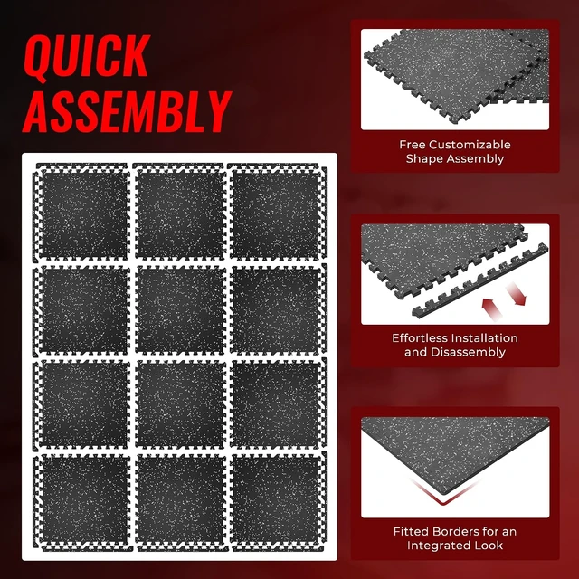 Alt view image 7 of 7 - SUPERJARE 0.79'' Extra-Thick 12 Pcs 48 Sq Ft Exercise Equipment Mats